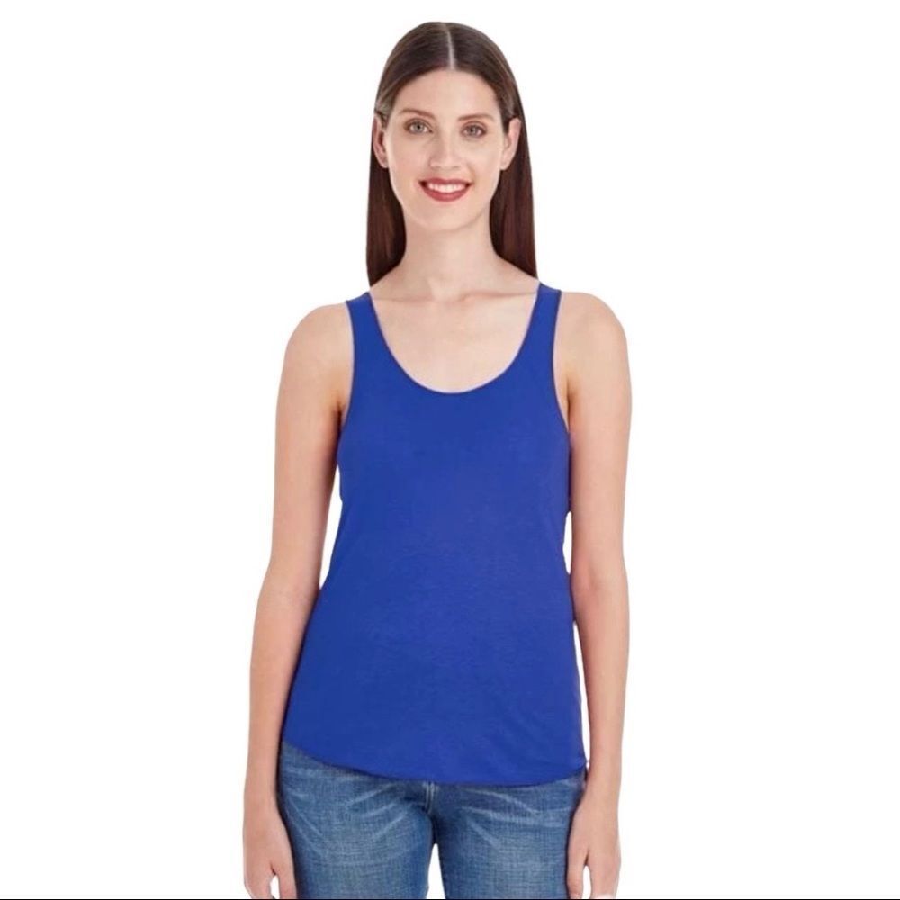 American Apparel 50/50 Collection Women’s Racerback Tank Top Lapis Blue Sz Large